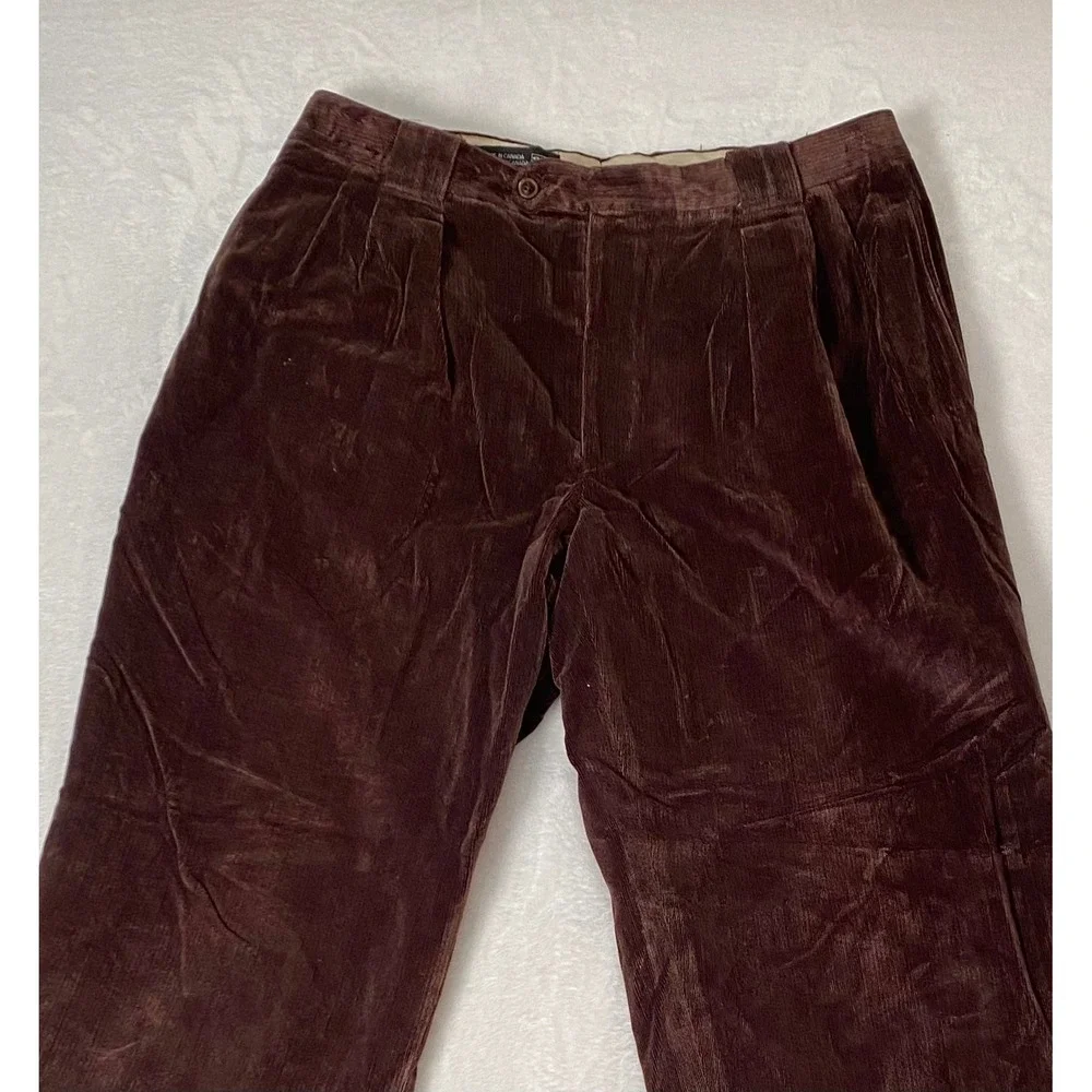 Bigsby & Kruthers Mens‎ 36x31 Brown Corduroy Pleated Cuffed Pants Made in Canada